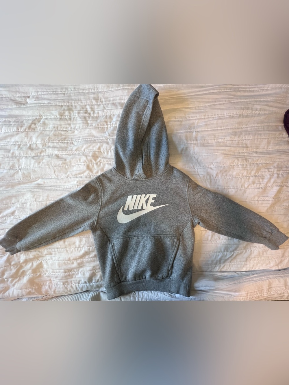 Nike Kids Gray Pullover Hoodie with White Swoosh